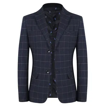 2023 Nauji vyrai Blazers Pledas Britų stilius Slim Fit Business Casual Spring Autumn Fashion Viršutiniai drabužiai Paltas Vyriškas kostiumas Striukė L120