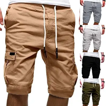 2023 Vyriški šortai Vasariniai vienspalviai daugiaspalviai kišenės Jogger Laisvi sutraukiami šortai plius dydis Vyriškos trumpos kelnės