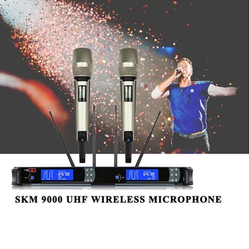 SKM9000 Belaidis mikrofonas DUAL kanalai Tikra įvairovė Belaidis mikrofonas UHF Pro belaidis mikrofonas Sistema Karaokės mikrofonas