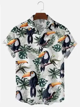 Big Mouth Bird 3D Print Top Breathable Marškinėliai trumpomis rankovėmis Vasaros vyrų mada Havajų atostogų paplūdimys Laisvalaikio laisvi marškiniai