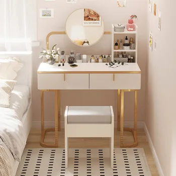 Šiaurės šalių mados persirengimo stalas Baltas miegamasis Patogus lako stalčius Prie lovos Kėdė Schminktisch dekoravimo aksesuarai