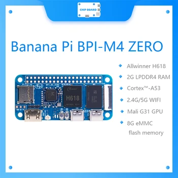 Banana Pi BPI-M4 ZERO Allwinner H618 Keturių branduolių ARM Cortex-A53™ procesorius 2.4G/5G WIFI 2G LPDDR4 8G eMMC vienos plokštės kompiuteris