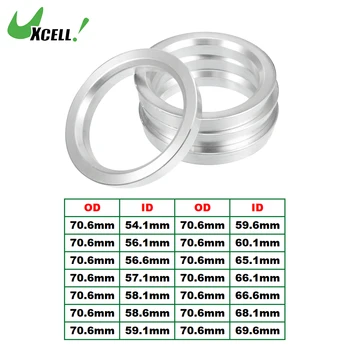 UXCELL 4pcs OD 70.6mm to ID 54.1mm 60.1mm 66.1mm 69.6mm Car Hub Centric Rings Wheel Bore Center Spacer aliuminio lydinys