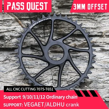 PASS QUEST Rotor Gravel Bike 3mm Offest HOLLOW Round Narrow Wide Chainring Direct Mount Crank 9-12 Speed Chain 36-48T ALDHU