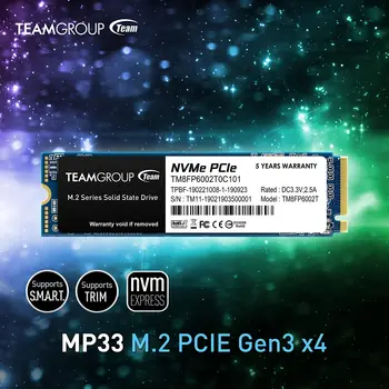 TEAMGROUP MP33 512GB 1TB SLC talpykla 3D NAND TLC NVMe 1.3 PCIe Gen3x4 M.2 2280 vidinis kietojo kūno diskas SSD, iki 1800 MB/s