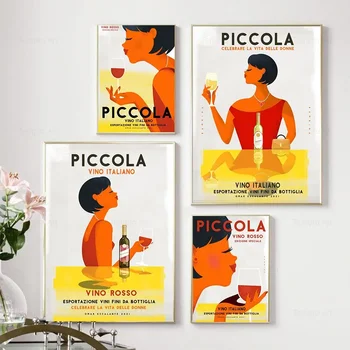 Vintažinis itališkas vynas Retro maisto gėrimas Plakatas Spausdinti Italija Kavinė Restoranas Sienų menas Drobė Tapyba Virtuvė Namų dekoras Gurmanų dovana