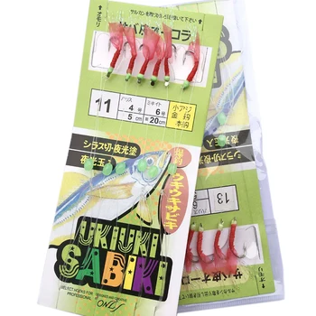 Bionic Red Skin String Hooks Marusei Red Skin Shrimp Hooks Gum Skin Shi Hang With Glow-in-the-Dark Fish