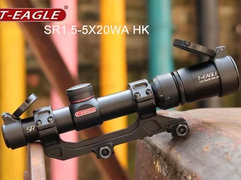 Medžiokliniai šautuvaiScope taktinio šautuvo taikymo sritis Optinio ginklo taikiklio smūgio apsauga su dangčio stiklo tinkleliu T-EAGLE SR1.5-5X20 WA HK