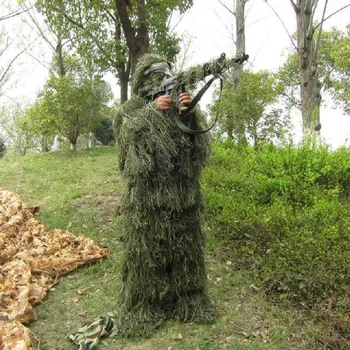 Medžioklė Dažasvydis Žalia žolė Kamufliažas Ghillie Drabužiai Yowie Snaiperio kostiumas Gillie Taktinis Camo