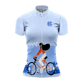 EKSTREMALUS HOBIS Vasara Moteriškos trumpos rankovės Kvėpuojantys Greitai džiūstantys MTB marškinėliai Ciclismo lauko dviratis Dviračių kostiumas Dviratis Džersis