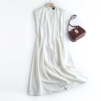 Dave&Di 2023 Pavasario/vasaros suknelė Moterys Nauja Moteriška Laisva medvilnė Kanapės Balta suknelė Mados biuras Lady Elegant Midi
