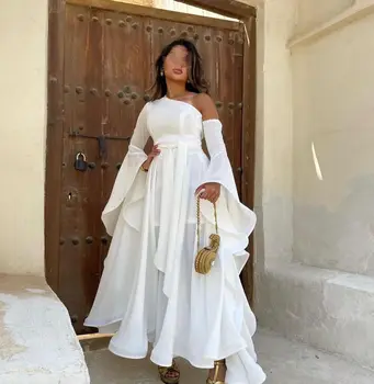 Strapless One Shoulder Prom Chalatai Grindų ilgis Vakarinė suknelė ilgomis rankovėmis Vakarinė suknelė 2023 Saudo Arabijos moterų oficiali prom