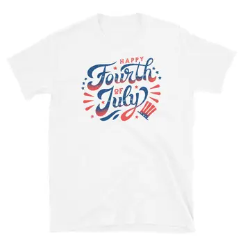 Laiminga liepos ketvirtoji JAV Nepriklausomybės diena Patriotiniai marškinėliai trumpomis rankovėmis Unisex marškinėliai