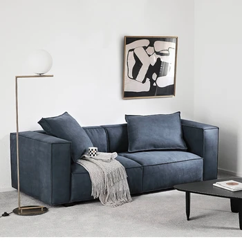 XK sofa dirbtinės odos mažas butas Svetainės dizaineris Tofu kvadratinis trijų asmenų tiesios eilės derinys