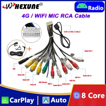 WHEXUNE 20 pinholes 4G/WIFI Verstion RCA kabelio radijo adapteris Mikrofonas AUX automobilio Android radijui