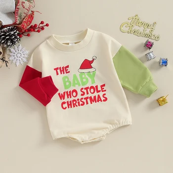 Baby Boys Girls Rompers Kūdikių kalėdinė apranga Laiškų spausdinimas Smėlinukas Žiemos rudens mažylių drabužiai