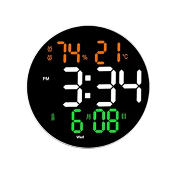 10 colių skaitmeninis sieninis laikrodis su LED ekranu Nuotolinio valdymo pultas Reguliuojamas ryškumas Skaitmeninis žadintuvas/temperatūra/kalendorius/data