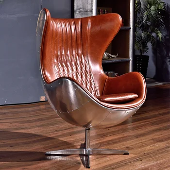 Modernus viešbutis Pagrindinis Biuro svetainė Baldai Laisvalaikio poilsio kėdė Metalinė odinė itališka kiaušinių kėdė Akcentuotos kėdės