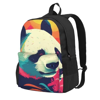 Panda kuprinė Neo Fauvism Unisex Poliesterio sportinės kuprinės Spausdinti Juokingi vidurinės mokyklos krepšiai Kuprinė