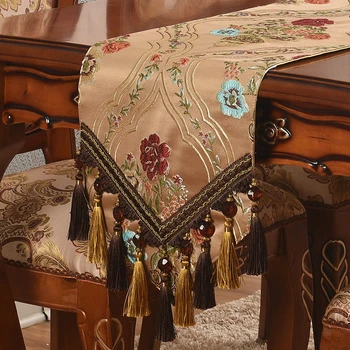 Rudas prabangus siuvinėtas stalas bėgikas stalo kilimėlis Modernus paprastas stalo stalo dekoras Žakardo lovos vėliava Kutų stalo vėliava