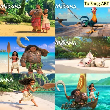 Disney Anime plakatas Moana drobė Tapyba Sienų meno plakatai ir spaudiniai Vaikų kambario dekoro paveikslėliai Miegamojo namų dekoravimas