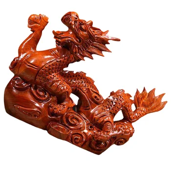 Medinė kinų fengšui drakono figūrėlė Mini metai Drakono dovana Kinų zodiako drakono figūrėlės Medžio drožyba