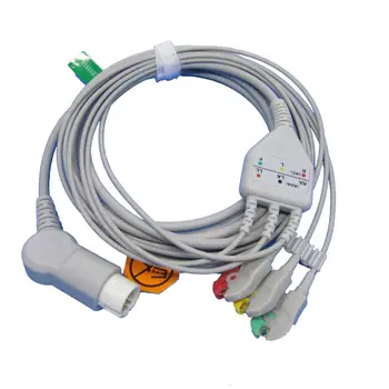 EC-104 Vientisas EKG paciento kabelis AHA su 3leads 5leads Snap clip For PHILIPS 12pin EKG elektrokardiografo monitorius