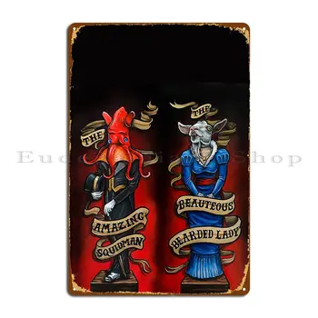The Amazing Squidman And The Beauteous Bearded Lady Metal Sign Party Printed Cinema Plaques Kitchen Tin Sign Plakatas