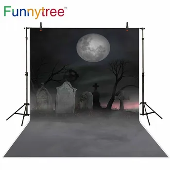 Funnytree Helovino fonas fotofonas rudens mėnulio kapinės mėnulio siaubas Fonai fotografija fotobooth fotostudija