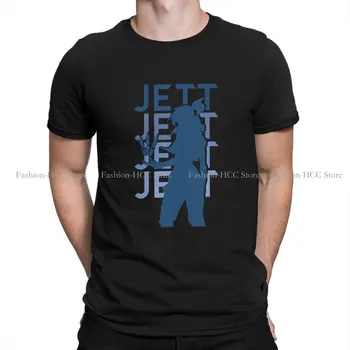 Jett Silhouette Fashion Polyester TShirts VALORANT Žaidimas Vyriški grafiniai gatvės drabužiai Marškinėliai Apvalus kaklas