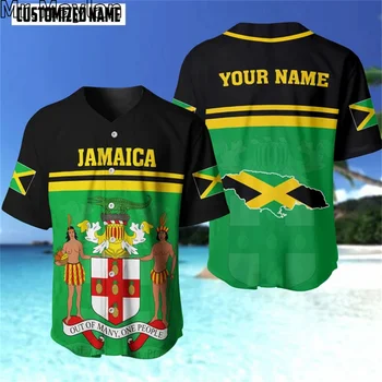 Jamaikos Respublikos šalies vėliavos žemėlapis Beisbolo marškinėliai 3D Spausdinti Reggae Bob Marley vyriški marškiniai Laisvalaikio marškinėliai Hip Hop Tops