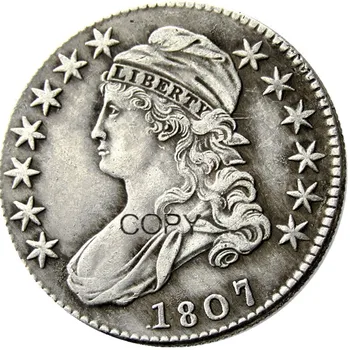 US 1807-1824 Capped Bust pusės dolerio sidabru padengtos kopijavimo monetos