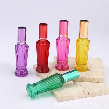 15ml mini kvepalų purškimo buteliuko dozatorius spalvoto stiklo daugkartinio užpildymo buteliukas nešiojami kelioniniai aliejai skystas kosmetikos konteinerio purkštuvas