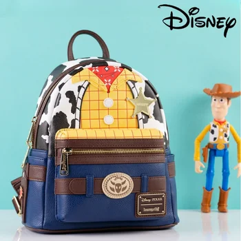 Loungefly Disney Pixar žaislų istorija Woody Pu kuprinė Kawaii mokyklinis krepšys Cosplay kuprinė Mini dvigubas dirželis Pečių krepšys Xmas dovana