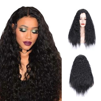 Awahair Garbanotas perukas juodaodėms moterims 24 colių sintetinių plaukų afro garbanotas perukas karščiui atsparus banguotas perukas moterų kasdieniam Cosplay vakarėliui