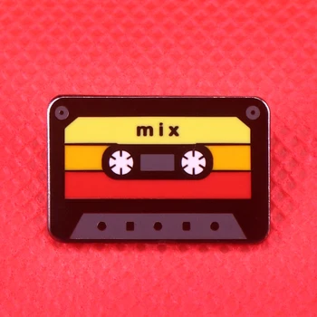 Mix tape emalio smeigtukas 80s retro muzikos ženklelis kasetinė juosta sagė muzikiniai papuošalai muzikos mylėtojai dovanoja mielus smeigtukus