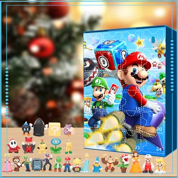 24vnt Super Mario Bros Kalėdų advento kalendoriaus dėžutė Žaislai Kawaii Anime figūrėlė PVC figūrėlė Modelis Lėlė Žaislas Kalėdinės dovanos Vaikai