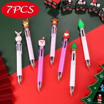 7Vnt Kalėdos 6 spalvotas ištraukiamas tušinukas Animacinis filmas Kalėdų senelis Briedis Įvairiaspalviai rašikliai Biuro mokyklos kanceliarinės prekės Dovanos