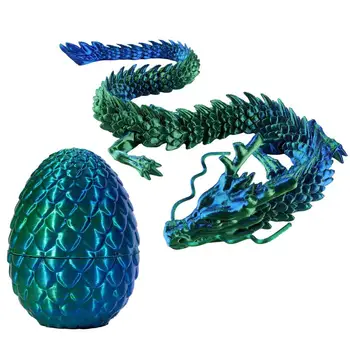 Krištolinio drakono veiksmo figūrėlės 3D atspausdintas šarnyrinis drakonas su kiaušiniu dinozauru Kalėdinis fidget žaislas mergaitėms Vaikai Velykų krepšelis