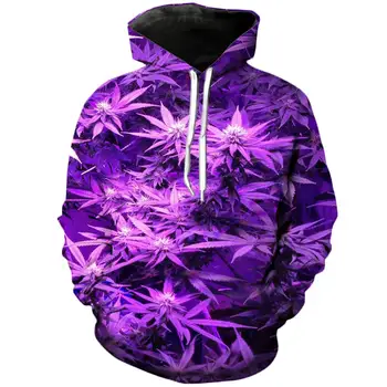 PLstar Cosmos Drop shipping 2018 ruduo New Fashion Hoodie Purple Weed 3d Print Mens Womens casual Hooded džemperis su gobtuvu YT-47