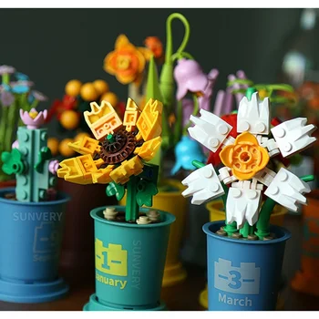 Kūrybiškas surenkamasis žaislas vaikams Simuliacinės gėlės Vazoniniai papuošalai Kavos puodelis 3D modelis 
