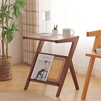 šoninis stalas, senovinis galinis stalas, boho naktinis staliukas šoninis staliukas, stiklinis kavos staliukas, miegamojo kavos staliukas su daiktadėže, bambuko akcentas 