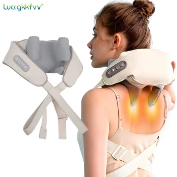 Kaklo pečių masažuoklis Giliųjų audinių Shiatsu nugaros masažuokliai su šiluma skausmui malšinti Elektrinis minkymo raumenų masažas