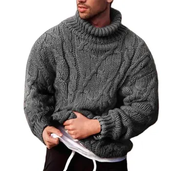Fashion Vyriškas megztinis Megztinis Medvilnė Plona Vientisa Spalva Šilta Žiema Ruduo Twist Braid Megztas vėžlio-Kaklo džemperis свитер