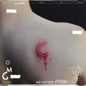 Randų menas Kraujo mėnulio tatuiruotės lipdukas Netikros tatuiruotės moterims Festivalis Tatto Mielas Tatoo Hotwife lipdukai Neperšlampama laikina tatuiruotė