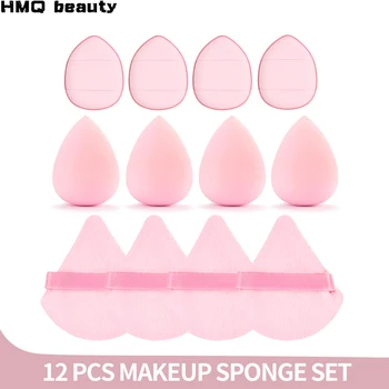 12Vnt Makiažo rinkinys Mini pirštas Puff Triangle Powder Soft Beauty Egg Foundation Kremo maskuoklis Makiažo kempinė Blender įrankiai