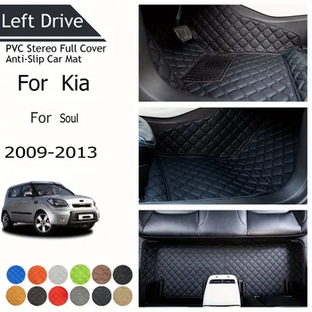 TEGART 【LHD】For KIA For Soul 2009-2013 trijų sluoksnių PVC stereo pilnas dangtelis neslystantis automobilio kilimėlis automobilių grindų kilimėliai automobilių aksesuarai