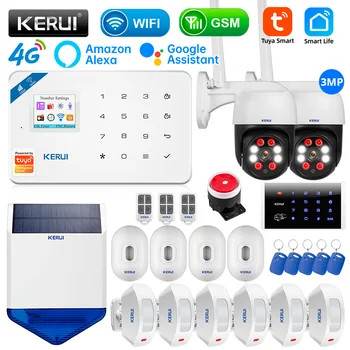 KERUI Belaidė signalizacijos sistema išmaniesiems namams W184 4G apsauga nuo įsilaužimo 433MHz WiFi GSM signalizacija Belaidis Tuya Smart House App Control