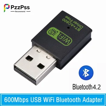 PzzPss 600Mbps USB WiFi Bluetooth adapteris Dual Band 2.4Ghz 8Ghz Belaidis išorinis imtuvas WiFi raktas PC nešiojamam kompiuteriui