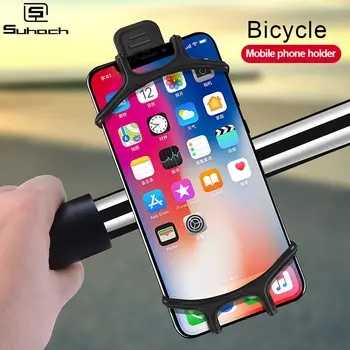 Suhach dviračio telefono laikiklis Universalus vairas Motociklo telefono laikiklis Silikoninis reguliuojamas antišokas iPhone Xiaomi GPS įrenginys